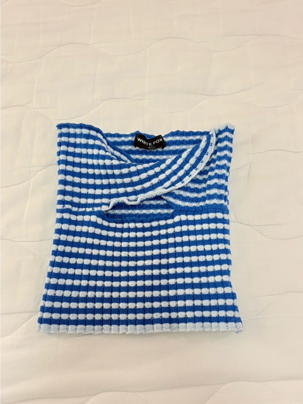 White Fox Boutique Blue and White Striped Cropped Tank